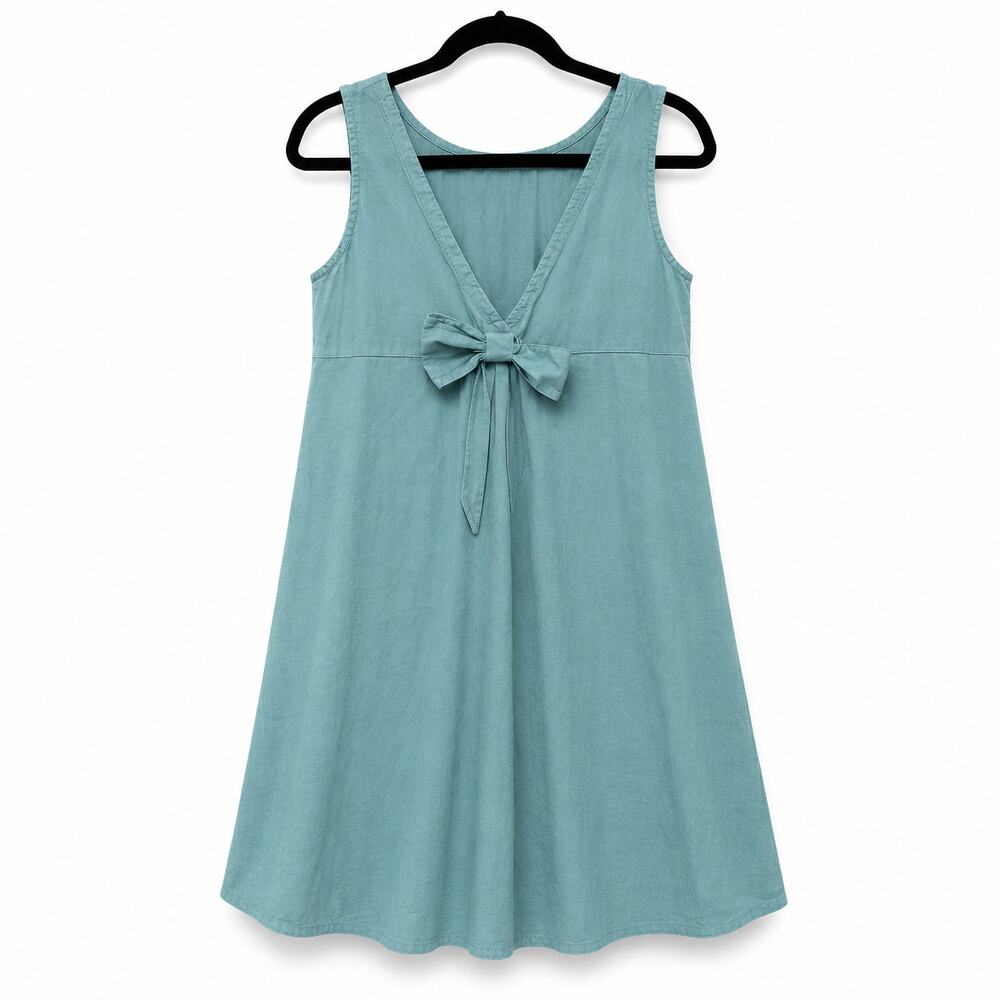 Desiree Swing Dress One Size Teal Blue Cotton Bow Back Greek Brand